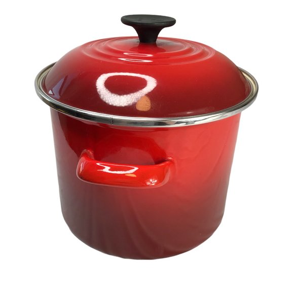 Le Creuset Dining Le Creuset Enameled Steel Stock Pot With Lid Red